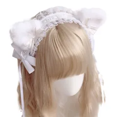 【特価セール】morytrade カチューシャ ヘッドドレス 髪飾り レディース コスプレ リボン ゴスロリ ねこみみ ロリータ 猫 (グレー)