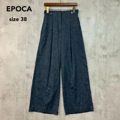 EPOCA エポカ ワイドパンツ ガウチョパンツ バギーパンツ スラックス センタープレス ズボン ボトムス ネイビー 紺色 M5R13-337-20 サイズ38 三陽商会 ハイウエスト バックゴム タック入り 杢調 きれいめ オフィス 上品 ★ ■■