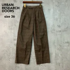 URBAN RESEARCH DOORS アーバンリサーチドアーズ DR96-24M605 サイズ36 ブラウン チェック柄 ワイドパンツ スラックス トラウザー ボトムス カジュアル タック入り センタープレス ポリエステル ★ ■■