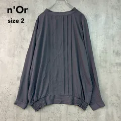 n'Or ノアール tay1169 ブラウス シャツ 長袖 バックリボン フロントタック ギャザー 裾ゴム シャーリング size2 グレー ポリエステル 100％ 無地 光沢感 とろみ素材 トップス カットソー オフィス カジュアル 通勤 通学 ★ ■◇のサムネイル