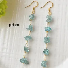 天然石ブルーアパタイトのロングピアス／イヤリング（有料）