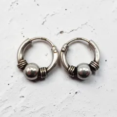 シルバー925 フープピアス 12mm ボール付き シンプル ユニセックス