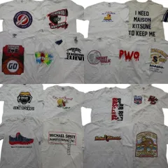 古着卸 まとめ売り 白ボディ プリント Tシャツ 18枚セット ( メンズ M/L ) 英文字プリント ワンポイント 無地 中古 古着 NE3564