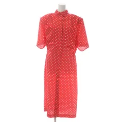 ヴェトモン ベトモン VETEMENTS プールファム POUR FEMME GARDEROBE COLLECTION 2021 ポルカドットドレス ワンピース ロング スタンドカラー 五分袖 比翼ボタン XS 赤 レッド ■GY21 /SI22