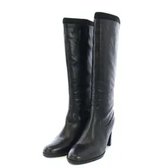 オデットエオディール Odette e Odile アローズ ロングブーツ レザー ラウンドトゥ 切替 22cm 黒 ブラック /TK