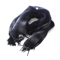 シンゾーン Shinzone ストール マフラー 大判 ショール チェック フリンジ ネイビー グレー /YO15 レディース