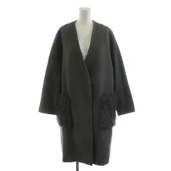 レイビームス Ray Beams ノーカラーコート ロング丈 ファーポケット アウター グレー 63-19-0160-690 /AN10 ■BM