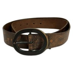 DIESEL(ディーゼル) 皮帶 90/36 - 深棕色 壓紋皮革