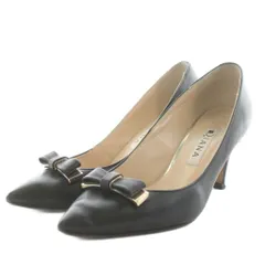 ダイアナ DIANA パンプス ヒール リボン ポインテッドトゥ 21.5cm 黒 ブラック /AN14 ■BM