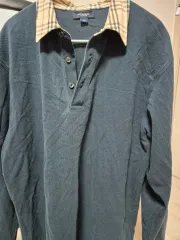 バーバリー ロンドン 長袖 カラーTシャツ Mサイズ ネイビー