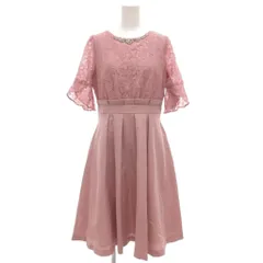 アクシーズファム axes femme タグ付き 袖付きレースフレアドレス ワンピース ビジュー 半袖 ひざ丈 M ピンク IM351X26 /NU