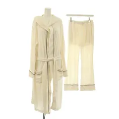 ジェラートピケ gelato pique ナイトウエア パジャマ ガウン L 白 アイボリー 長袖 パンツ パイピングデザイン フード付き /JP