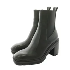 ザラ ZARA サイドゴアブーツ ショートブーツ スクエアトゥ チャンキーヒール レザー 23cm 黒 ブラック 1131/812/040 /KU