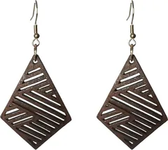 ピアス 和風 木製 艶加工 シンプル ペア ピアス 夏 個性 浴衣 ピアス ブラウン メンズ アクセサリー レディース