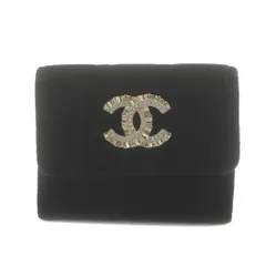 シャネル CHANEL マトラッセ ココマーク ベルベット コインケース 二つ折り財布 31番台 黒 ブラック /KU ■OH