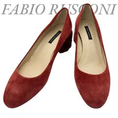 【B5013】 FABIO RUSCONI ファビオルスコーニ パンプス スエード ボア レッド チャンキーヒール ラウンドトゥ イタリア製