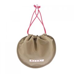 MARNI マルニ 巾着ポーチ グレー×ベージュ ピンク紐 バッグインバッグ 