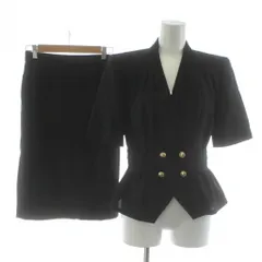 ミラショーン mila schon セットアップ ジャケット 半袖 タイトスカート ひざ丈 ウール 40 黒 ブラック ダブルブレスト /RR