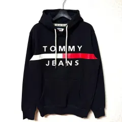 M 95 トミー ジーンズ ビックロゴ 起毛 フーディー Tシャツ ブラック