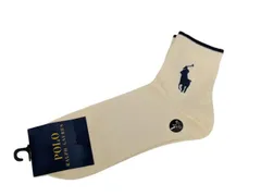 未使用 ポロ ラルフローレン ソックス メンズ 27-29ｃｍ 靴下 ワンポイント刺繍 ショート丈 ホワイト系 白  ナイガイ 紳士用 POLO RALPH LAUREN ビッグポニー　ポニー カジュアル 