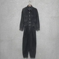 ザラ Zara レディース ブラック デニム ウォッシュ オールインワン XS