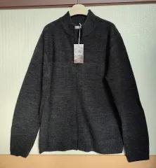 ジップアップ カーディガン105 ウール メンズ 春 ニット チャコール 新品