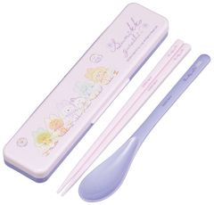 18cm 카챠카챠 울리지 않는 콤비 세트 항균 일본제 어른용 스미코구라시 도시락 스푼 세트 소름 끼치는 젓가락 CCS3SAAG-A 스케이터(Skater)