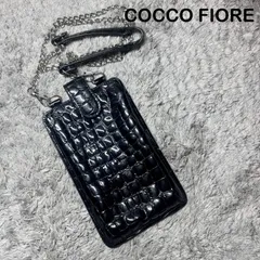 COCCO FIORE コッコフィオーレ スマホポーチ ショルダーバッグ 型押し ブラックのサムネイル