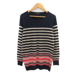 リフレクト Reflect ニット カットソー 長袖 ボーダー柄 シルク ウール混 9 マルチカラー 紺 ネイビー /YK22