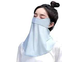 【新品】 [SATPULOT] ネックガード フェイスカバー UVカット フェイスカバー レディース ネックカバー UVカット 日焼け止め 冷感 マスク 夏 UPF50+ アウトドア スポーツ 接触冷感-5℃ 息苦しくない 吸汗速乾 耳かけ (ブルー)