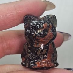 インテリア小物 天然石 ピカソジャスパー 猫ちゃん カービング 約113g
