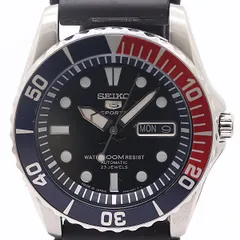 良品 稼働 セイコー 5スポーツ ペプシ 7S36-03C0 AT/自動巻 ブラック文字盤 メンズ腕時計 2000000 NSK MST ABC20371