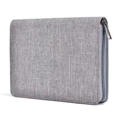 新品 万年筆ペンケース 12本大容量収納 灰色 防水キャンバスペンホールダー、個々のスロットジッピング