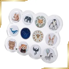 【新品】 缶バッジ ディスプレイスタンド 58mm 展示ホルダー 収納 透明 クリア 展示 アクリル フレーム (12スロット) 1