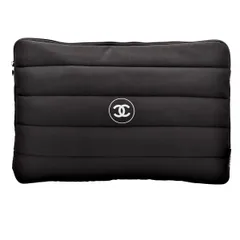 【中古】 CHANEL シャネルボーテノベルティ ココマーククッションポーチ PC・タブレットケース 13インチ 黒 中綿 メイクポーチ 26010010 MK