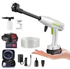 高圧洗浄機 コードレス 充電式 10MPa圧力 30000mAh 最大噴射距離10M 3段階水?調節 出水自動化 ボタン長押し不要 噴射水量8L/min 洗車店監修 高圧 洗浄機 収納ボックス付き 日本語取扱説明書 6in1ノズル バッテリー 0a2e593f