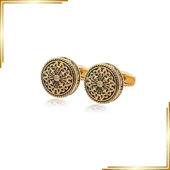 【新品】 Rockyu カフリンクス メンズ クラシック 彫刻デザイン ギリシャ風 花柄 フォーマル 西服用 袖扣セット プレゼント用 結婚式 (ゴールド) 0