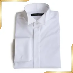 【新品】 ウイングカラーシャツ ダブルカフス 新郎 結婚式 タキシード モーニング 定番 フォーマル 礼装 挙式 披露宴 演奏会 メンズ 首43cm ゆき丈82cm 1