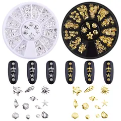 ネイル スタッズ 2個セット 3D 立体 貝殻 ヒトデ 巻貝 ウミガメ ネイルパーツ スタッズ メタルパーツ シルバー ゴールド シェル 貝 ヒトデ ネイルアートパーツ 海系 夏 サマー ジェルネイル ネイルアート デコパーツ ハンドメイド DIY 手作り (