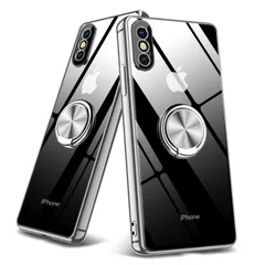 【在庫セール】YULNCUZ 対応 iPhone Xs Max 用の ケース クリア リング付き TPUケース 車載ホルダー メッキ加工 スタンド機能 透明 薄型 アイフォンxs max 用のカバー 全面保護 軽量 シリコン 黄変防止 ストラップホール付き レ