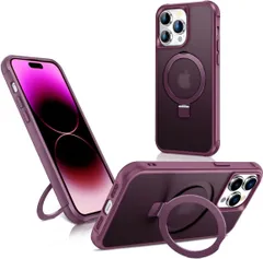 360スタンド iPhone 12 Pro/iPhone 12 ケース MagSafe対応 マグネット搭載 半透明 アイフォン12プロ iPhone12 スマホカバー 隠しリンク付き 360°回転スタンド ストラップホール付き カメラ保護 カバー 耐衝撃 軽量