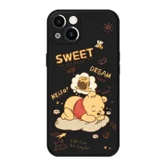 対応 iPhone14 ケース くまのプーさん アイフォン14 用保護カバー かわいい キャラクター ディズニー スマホケース 6.1インチ ブラック