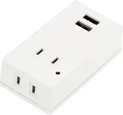 ヤザワコーポレーション 雷ガード付き 電源タップ フロントタップ型 2.1Aタイプ AC 2個口 + USB 2ポート ホワイト Y02FSK400WH2U