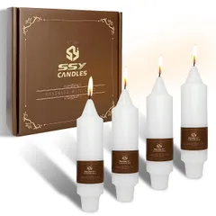 ピラーキャンドル 手作りテーパーキャンドル キャンドル セット 長い燃焼時間 ろうそく 結婚祝い ロウソク プレゼント ホームデコレーション用 4個入り (white, 13cm)
