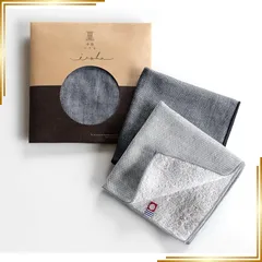 【新品】 トップファクトリー今治 今治タオル ハンカチ メンズ レディース 25cm×25cm ギフト ブランド 綿 セット 今治いろは 無地 ガーゼ Aセット2枚組(ブラック&ライトグレー) 1