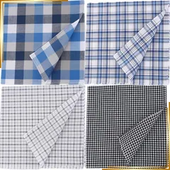 【新品】 [Tsumulie] ハンカチ メンズ ビジネス 男性 4枚 セット 綿100% チェック柄 コットン 日常用 吸水性 柔らかい 薄手 紳士用 (40AST1) 0