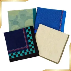 【新品】 [19inch] ハンカチ 4枚 セットメンズハンカチ 綿 100% 日本性 布 ビジネス フォーマル 薄手 日常使い やわらか 滑らか 本格 ジャガード織 男性用 紳士 大きいサイズ 誕生日 送別 転勤 新生活 0