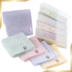 【新品】 今治タオル タオルハンカチ ギフト 綿100 日本製 sara-la (さらら) 「咲-saki-」 ガーゼ パイル ハンカチ 5枚 セット 緑 青 ピンク 紫 黄 1