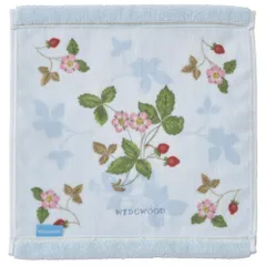 nishikawa 【 西川 】 今治 ハンカチタオル 25X25cm 洗える 綿100％ ウェッジウッド ワイルド ストロベリー やわらか 日本製 ブルー TT43805601