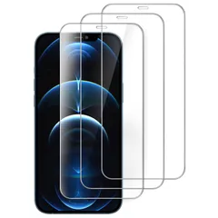 JETech iPhone12ProMax (12 Pro Max 6.7インチ専用) 全面保護フィルム 9H強化ガラスフィルム ケースに干渉なし HDクリア 3枚セット